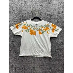 NWT Monoki by Diane Goldstein Bloom Cotton Printed Tee Off-White Women One Size
